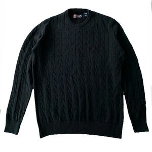 Chaps Blue Navy Academia Cable-Knit Cotton Pullover Sweater Men’s Size L